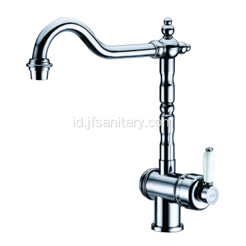 Perak chrome dek dipasang faucet dapur tuas tunggal